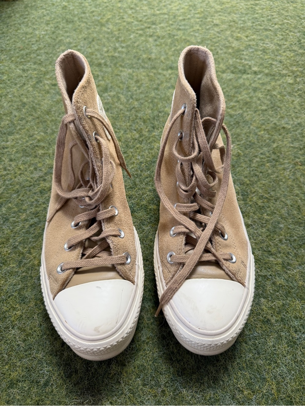 Converse High Top Sneakers in Tan Suede